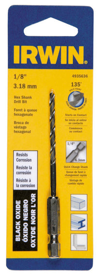 Irwin 1/8 in. X 3-1/2 in. L High Speed Steel Drill Bit Quick-Change Hex Shank 1 pc