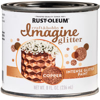 Rust-Oleum Imagine Glitter Copper Water-Based Glitter Paint Interior 50 g/L 8 oz (Pack of 4)