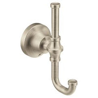 Brushed nickel double robe hook