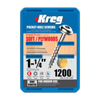 Kreg No. 8 x 1-1/4 in. L Square Zinc-Plated Pocket-Hole Screw 1200 count (Pack of 4)