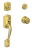 Schlage Georgian Satin Brass Single Cylinder Handleset and Knob Right or Left Handed