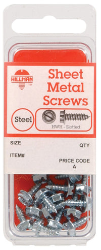 Hillman No. 10 x 1-1/2 in. L Slotted Hex Head Zinc-Plated Steel Sheet Metal Screws 6 1 pk (Pack of 10)