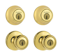 Kwikset Tylo Polished Brass Double Entry Door Kit 1-3/4 in.