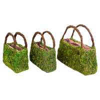 SuperMoss Wire Beaumont Wicker Purse Planter Set Green (Pack of 6)