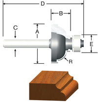 Vermont American 1 in. D X 3/16 in. X 2-1/8 in. L Carbide Tipped Cove & Fillet Router Bit