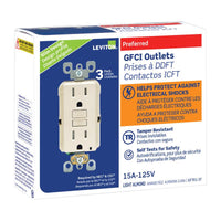 Leviton SmartlockPro 15 amps 125 V Duplex Light Almond GFCI Outlet 5-15R 3 pk