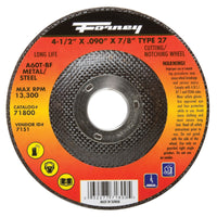 Forney 4-1/2 in. D X 7/8 in. Aluminum Oxide Metal Cut-Off Wheel 1 pc