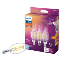 Philips Ultra Definition BA11 E12 (Candelabra) LED Light Bulb Soft White 40 Watt Equivalence 3 pk