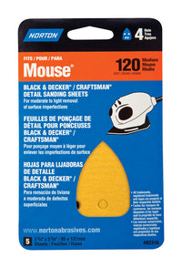 Norton 5-1/4 in. L X 3-3/4 in. W 120 Grit Aluminum Oxide Mouse Sandpaper 5 pk