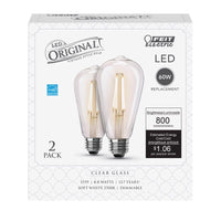 Feit ST19 E26 (Medium) Filament LED Bulb Soft White 60 Watt Equivalence 2 pk