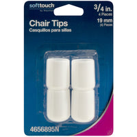 Softtouch Rubber Leg Tip White Round 0.75 in. W X 1.5 in. L 4 pk