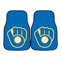 MLB - Milwaukee Brewers Light Blue Carpet Car Mat Set - 2 Pieces