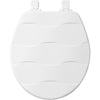 Mayfair Basket Weave Slow Close Round White Enameled Wood Toilet Seat