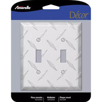 Amerelle Diamond Silver 2 gang Stamped Aluminum Toggle Wall Plate 1 pk