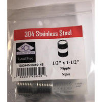 Smith-Cooper 1/2 in. MPT Stainless Steel 1-1/2 in. L Nipple