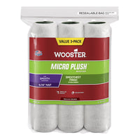 Wooster Micro Plush Microfiber 9 in. W X 5/16 in. Paint Roller Cover 3 pk