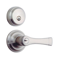 Brinks Push Pull Rotate Harper Satin Nickel Entry Lever and Deadbolt Set KW1 1.75 in.