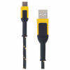 DeWalt Black/Yellow Braided USB-A to USB-C Cable For Any USB-Powered Device 6 ft. L