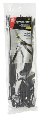 Cable Ties, Self-Cutting, Black, 11-In., 50-Pk.