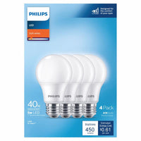 Philips A19 E26 (Medium) LED Bulb Soft White 40 Watt Equivalence 4 pk