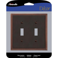 Amerelle Metro Aged Bronze 2 gang Die-Cast Metal Toggle Wall Plate 1 pk