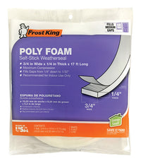 Frost King White Poly Foam Weather Seal For Doors and Windows 17 ft. L X 0.25 in.