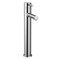 Chrome one-handle high arc vessel bathroom faucet