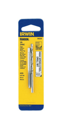 Irwin Hanson High Carbon Steel HCS Tap and HSS Drill Bit Set 10 - 24 2 pc