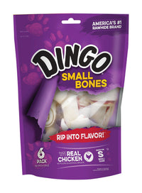 Dingo Small Adult Rawhide Bone Chicken 4 in. L 6 pk