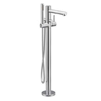 Chrome one-handle tub filler includes hand shower