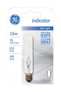 GE 15 watts T6.5 Incandescent Bulb 100 lumens Soft White Tubular 1 pk