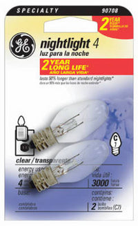 GE 4 watts C7 Floodlight Incandescent Bulb E12 (Candelabra) Warm White 2 pk (Pack of 12)