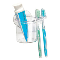 iDesign Clear Plastic Suction Toothbrush Center