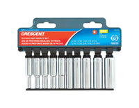 Crescent Assorted Sizes X 1/4 in. drive SAE 6 Point Deep Well Socket Set 10 pc