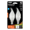 Feit CA10 (Flame Tip) E12 (Candelabra) LED Bulb Soft White 40 Watt Equivalence 2 pk