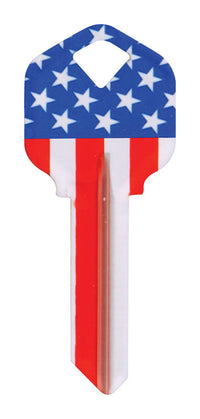 Hillman Wackey Stars & Stripes House/Office Universal Key Blank Single (Pack of 6).