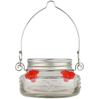 Mason Jar Hummingbird Feeder, Glass Dish, Lid & Hanger (Pack of 6)