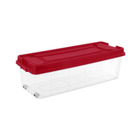 Sterilite Clear/Red Storage Tote w/Wheels 15.5 in. H X 52.5 in. W X 20 in. D (Pack of 2)