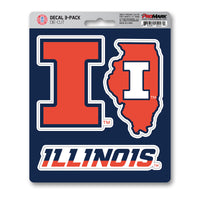 University of Illinois 3 Piece Decal Sticker Set