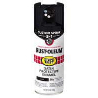 Rust-Oleum Stops Rust Custom Spray 5-in-1 Satin Black Spray Paint 12 oz (Pack of 6)