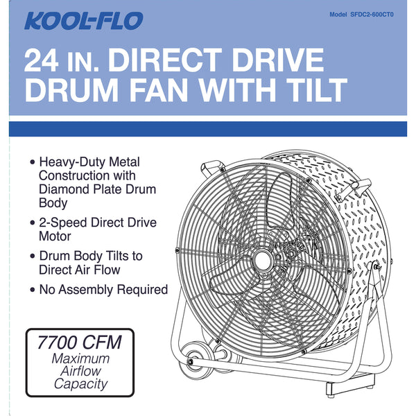 24 in. Heavy Duty 2-Speed Direct Drive Tilt Drum Fan