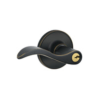 Schlage Seville Aged Bronze Keyed Entry Lever 1-3/4 in.