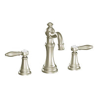 Brushed nickel two-handle high arc bathroom faucet