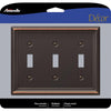 Amerelle Chelsea Aged Bronze Bronze 3 gang Stamped Steel Toggle Wall Plate 1 pk