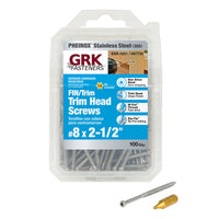 GRK Fasteners No. 8  x 2-1/2 in. L Star Trim Head Stainless Steel Construction Screws 100 pk