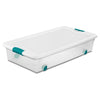 Sterilite 14988004 56 Quart White/Clear Plastic Storage Box With Blue Aquarium Latches & Wheels (Pack of 4)