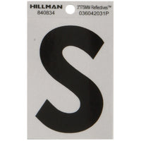 Hillman 3 in. Reflective Black Mylar Self-Adhesive Letter S 1 pc (Pack of 6)