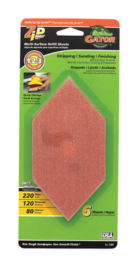 Gator Zip Sander 6 in. L X 3 in. W 80/120/220 Grit Aluminum Oxide Sanding Sheet 6 pk