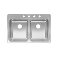 Franke Stainless Steel Top Mount 33 in. W X 22 in. L Double Bowl Kitchen Sink Silver