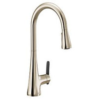 Polished nickel one-handle high arc pulldown kitchen faucet